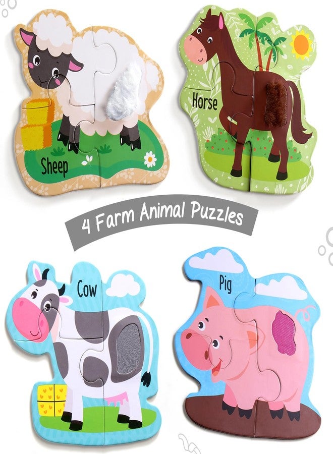 FIRSTCRY INTELLISKILLS Intelliskills Premium Touch N Feel Jigsaw Puzzle, Multi-Texture Pieces for Sensory Development,Kids Puzzle for 2-5 Years, Animal Jigsaw Puzzle, Fun Puzzle Game,Gifts for Kids,Pack of 4 (Farm Animals) - Image 2